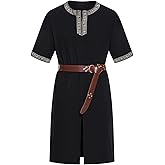 LMYOVE Viking Shirt for Mens Short Sleeve Medieval Knight Tunic LARP Tops Costume Renaissance Faire