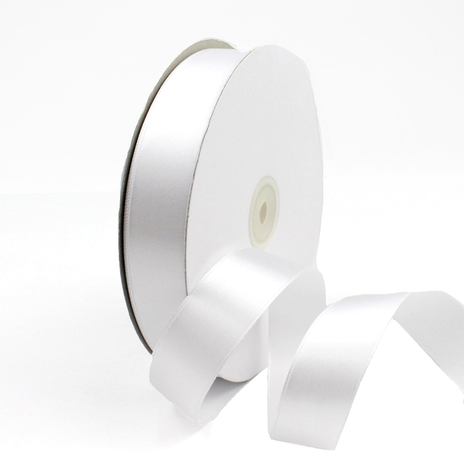 White Ribbon - 25mm Width (1") Satin Ribbon 91 Meters (Full Reel) for Gift Wrapping, Card Making, Crafts and Scrapbooking