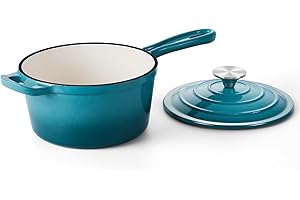 Onader 1QT Saucepan with Lid, Enameled Cast Iron Sauce Pan, Small Cast Iron Pot for Cooking, Enameled Dutch Oven Nonstick & H