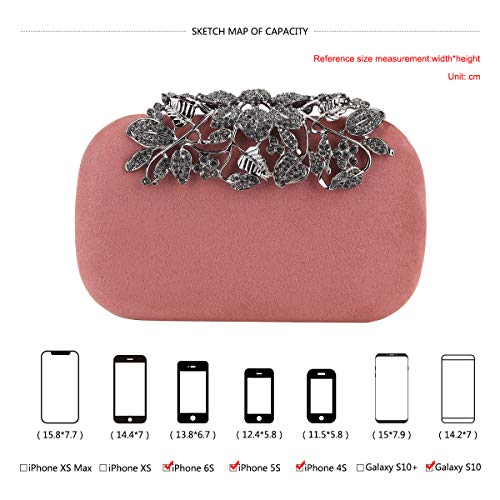 Fawziya Flower Purse With Rhinestones Velvet Clutch Evening Bags-Pink Blush
