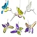 Glass Ornament Set of 6 - Hummingbird & Butterfly Christmas Ornaments - Glitter Accents Handblown Holiday Decorations - Butterflies Measure 2.5