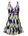 Septangle Women's Plus Size Swimdress Vintage Floral Print One Piece Swimsuit