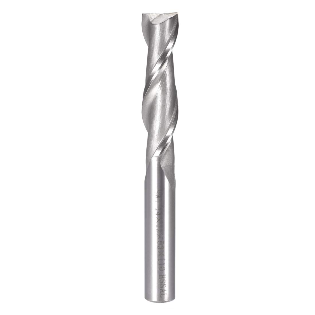 sourcing map 14mm Cutting HSS-AL Spiral Drill Bit Straight End Mill Cutter 2 Flute with 12mm Shank