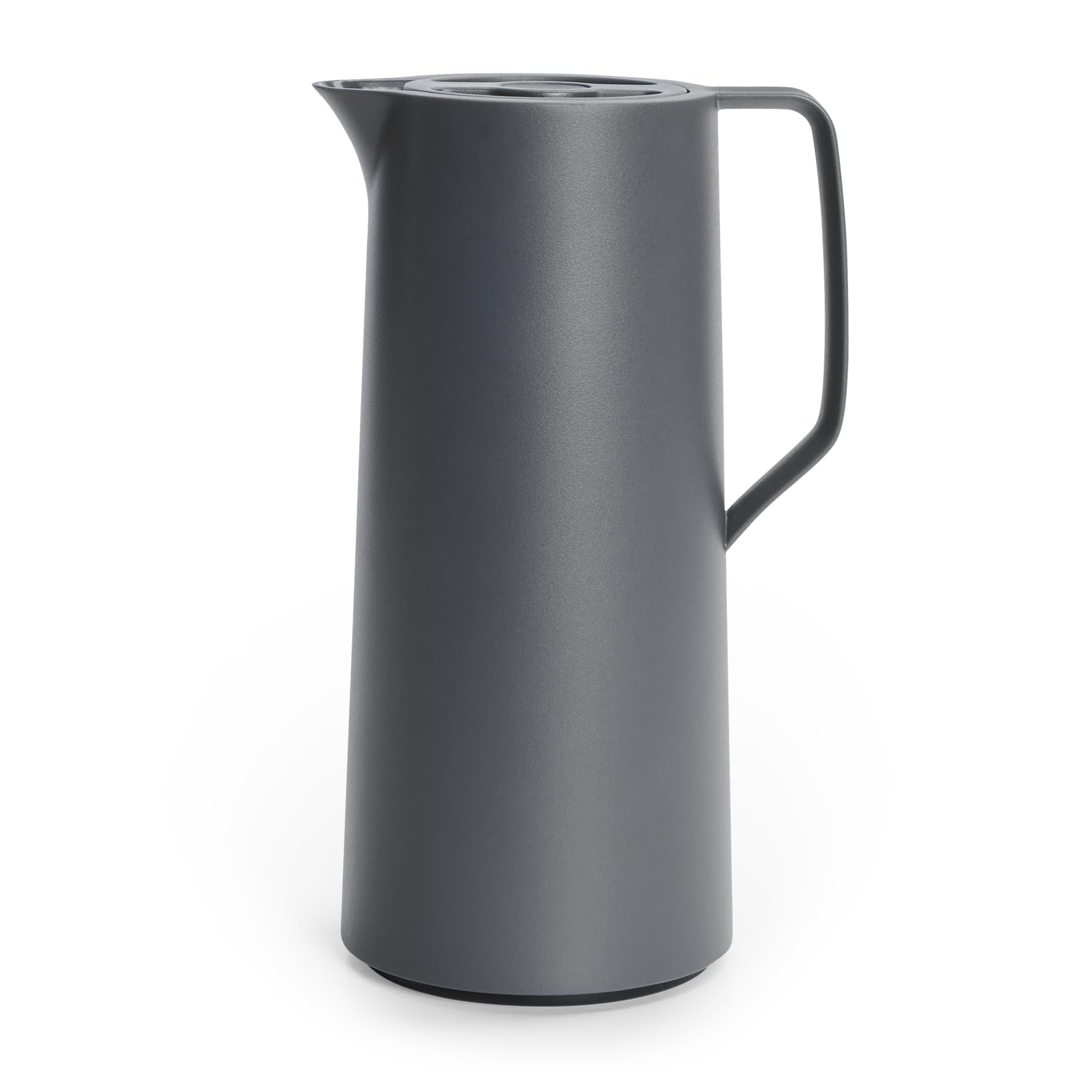 Emsa Motiva Thermoskanne 1l, Isolierkanne mit Quick-Press-Verschluss, 12h heiß, 24h kalt, Glaskolben, Made in Germany, Teekanne Thermo, Nordisches Design, anthrazit, N41701