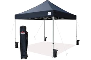 UNIQUECANOPY 10'x10' Ez Pop Up Canopy Tent Commercial Instant Shelter with Heavy Duty Roller Bag, 4 Canopy Sand Bags, 10x10 FT Black