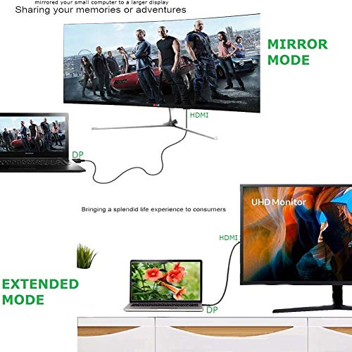 DisplayPort to HDMI HDTV Cable 3 feet, Display Port DP to HDMI Cable Male to Male Adapter 1080P Support Video and Audio - Gold-Plated - Thumbnail 2
