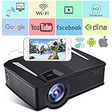 Wireless WiFi Projector,Weton 2200 Lumen Mini Movie Projector for Outdoor Home Portable LCD Video Projector 1080P, WiFi Directly Connect for Smartphones, 50,000 Hours Lamp Life,Support HDMI USB VGA SD