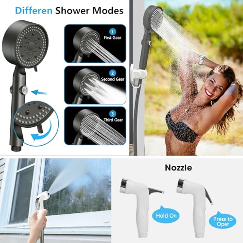 Portable Camping Outdoor Shower, 10000mAH Rechargeable Electric Pump 5 gal Collapsible Bucket Intelligent Digital Display 5 Shower Modes IPX8 Waterproof for Hiking, Travel, Pet Bath, Beach, RV