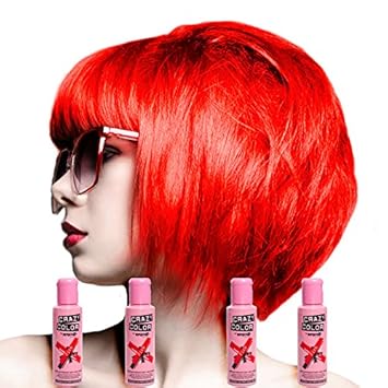 Amazon Com 4 X Crazy Colour Semi Permanent Hair Dyes 100ml Fire