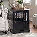 Dog Crate Kennel Cage Bed Night Stand End Table Wood Furniture Cave House Room Large size / Black.thumb 3