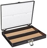 Heathrow Scientific HS15994Gpk6 HD15994G Black Cork Lined 100 Place Microscope Slide Box, 8.25