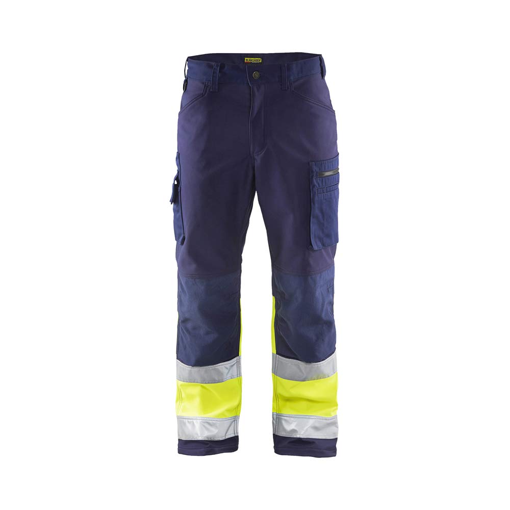 Blaklader 156225178933D112 Softshell Work Trousers, Navy/Yellow, Size D112