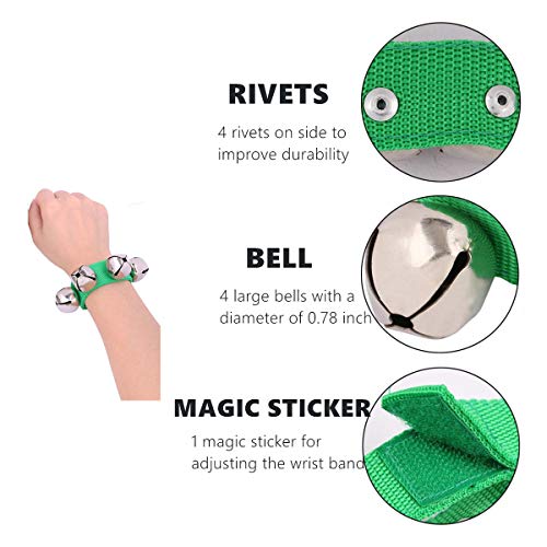 FST 12 Pack Wrist Bell Sand Hammers Set,8 PCS Jingle Bells with 4 PCS Maracas Rattle Shakers Musical Educational Toys for Kids Adults