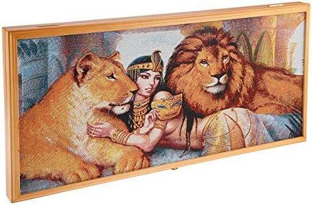 24" Wood Backgammon Game Set Gobelin "Beautiful Oriental Woman"