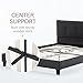 Mecor Upholstered Linen Queen Platform Bed Metal Frame with Wood Slat Support,Square Stitched Headboard,Black/Queen Size