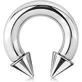 Pierced Owl 18-2GA 316L Stainless Steel Spike Ends Horseshoe Circular Barbell