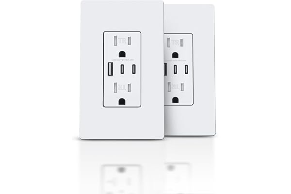 TOPELER USB Outlet Receptacle, 3-Port USB C Wall Outlet, 30W 6.0A USB Charging Power Outlet, 15 Amp Tamper-Resistant Receptac