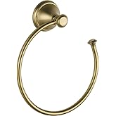 Delta Cassidy (1-Pack) Hand Towel Holder Champagne Bronze Towel Racks for Bathroom Wall Square Towel Ring Holder for Bath Towel Hanger for Kitchen, Bathroom Accessories 79746-CZ