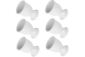 Cabilock 6pcs White Ceramic Egg Holder Cups for Soft and Hard Boiled Eggs Compact Breakfast Serveware Stand