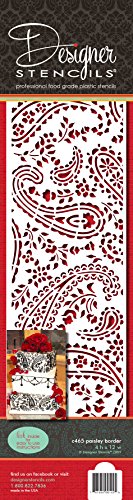 Designer Stencils C465 Paisley Cake Stencil Side, Beige/semi-transparent