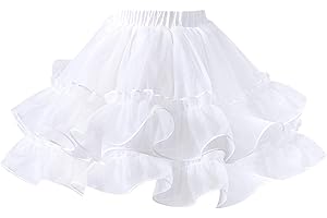 SSDH Crinoline Half Slips White Hoopless Puffy Skirt Under Skirt for Girls Kids Wedding Dress Long Dress
