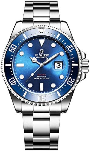 AR Men's Automatic Ceramic Bezel Mechanical Stainless Steel Diver Watch with Link Bracelet Watches for Men Wrist Watch (Model:1302)