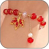 CXENSJH Fall Bracelet for Women Thanksgiving Crystal Maple Leaf Beaded Stretch Gold Bracelet Thanksgiving Autumn Jewelry