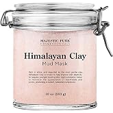 Majestic Pure Himalayan Clay Mud Mask - 10 Oz | Ideal for Face and Body Exfoliating and Facial Acne Fighting Mask - Reduces Appearance of Pores