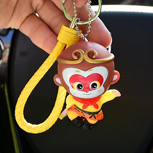 COGEEK Chinese Style Journey To The West Anime Leather Rope Monkey King Keychain Cute Pig Keyring (monkey)
