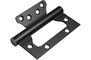 VOLUKA 6 Pack Non-Mortise Door Hinges - Easy to Install, 4" × 3" Stainless Steel Door Hinges - Smooth Movement and Heavy Duty, Black