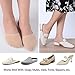 Flammi 6 Pairs Women’s Toe Toppers Liner Socks Cotton Half Socks No Show w/Non-Skid Bottom for Mules (3 Beige+3 Black, Shoe Size 6-8.5 US)