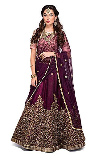 surti funda new taffeta sartin lehengha choli for women(free size, pink)