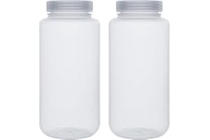 Labasics 2-Pack Wide Mouth Reagent Bottles, Polypropylene, Acid and Base Resistant, Leakproof Cap for Solvent Storage in Labo