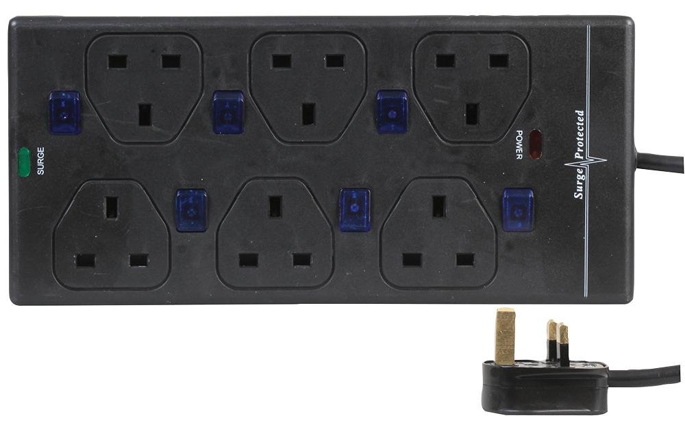 Pro Elec PELB1760 6 Way Extension Lead, Individually Switched with Surge Protection