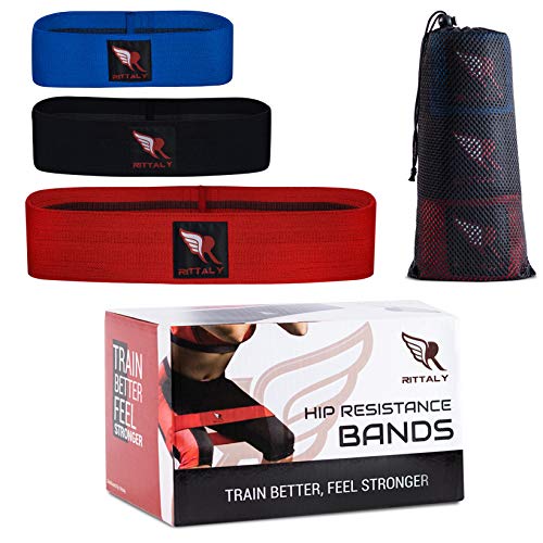 Rittaly Hip Circle Resistance Bands Stretchable Fitness Loops Set for Squats, Lunges, Glutes Workout | Elastic Booty Belt + Free E-Book.