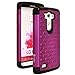 Style4U LG G3 Case, LG G3 Bling Case LG G3 Studded Rhinestone Crystal Bling Hybrid Armor Case Cover for LG G3 with 1 HD Screen Protector and 1 Stylus [Purple/Black]