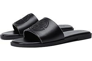 Stratuxx Kaze Womens Flat Sandals Dressy Summer Slide Dress Sandals Comfortable Cute Leather Black Sandals for Women