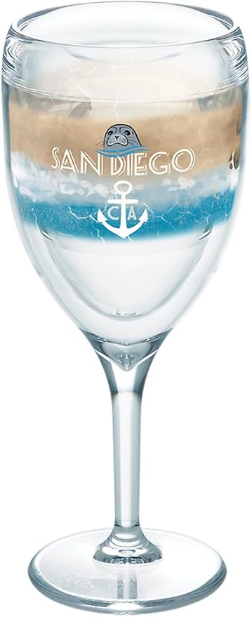 Amazon Tervis カリフォルニア 航海旗 サンディエゴタンブラー ラップ 9オンス ワイングラス クリア Tervis タンブラーグラス