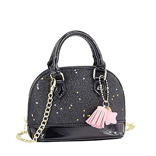 Dukars Little Girls' Sequins Handbags Princess Crossbody Bag Mini Satchel Gifts For Girls Toddler Kids (Black) - Thumbnail 6