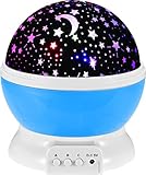 IREALIST Starry Night Light Lamp Romantic Rotating Star Projector Lamp for Christmas, Rotation Night Projection for Children Kids Bedroom (Blue)