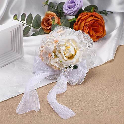 ZinniDay White Fascinator Hats Ribbon Bow Decorations with Flower