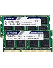 Timetec 16GB KIT(2x8GB) DDR3L / DDR3 1600MHz PC3L-12800 / PC3-12800 Non-ECC Unbuffered 1.35V / 1.5V CL11 2Rx8 Dual Rank 204 Pin SODIMM Laptop Notebook PC Computer Memory RAM Module Upgrade