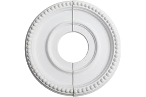 Round Split Medallion for Ceiling Fan Cover Plate, PU Decorative Ceiling Medallion Light Fixture Trim for Ring with for Easy 