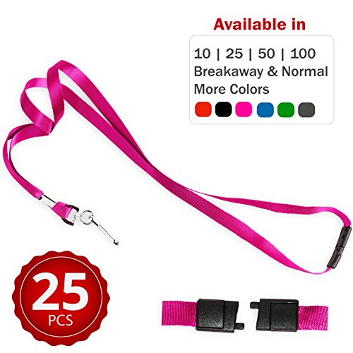 Durably Woven Lanyards with Safety Breakaway ~Premium Quality, Smoothly Finished for Skin-Friendly Comfort~ for Moms, Teachers, Tours, Events, Cruises & More (25 Pack, Pink) by Stationery King
