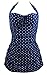 COCOSHIP Blue & White Anchor Sailor Vintage Sheath Inspired Boy-Leg One Piece Maillot Bathing Suit L(FBA)