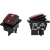 Knnotyr JD 2pcs 30A Power Switch 125V/250V AC DPST Rocker Switch ON/Off Switch 4Pins 2Position Red Light Illuminated Toggle Switch with UL Certificate Waterproof Switches