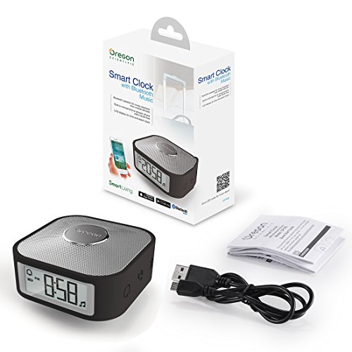 Portable Alarm Clock with Bluetooth Speaker, Digital Travel Clock with USB Charging Port for Heavy Sleepers,Black