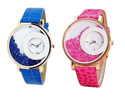 Bollywood Designer Digital Multi-Colour Dial Women's Watch (Pack of 2) -diamond13