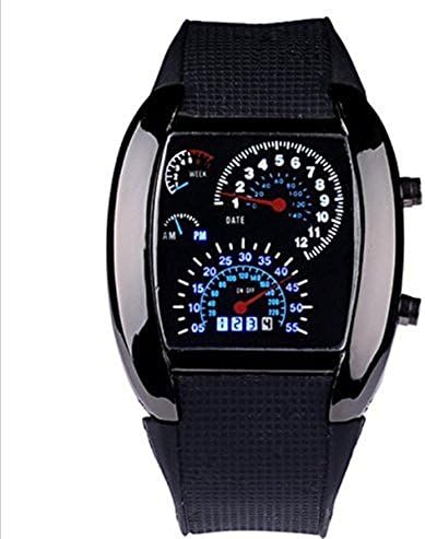HKhuixin Men's Digital LED Sports Watches Silica Car Meter Dial Gel Gift Watches