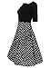 oxiuly Women's Vintage Patchwork Pockets Puffy Swing Casual Party Work Dress OX165 (Black, L)